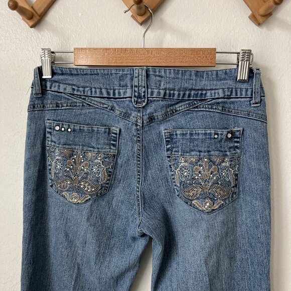 Vtg y2k Jolt low rise jeans embellished pockets *FLAW* bootcut stretch 30" waist - Picture 8 of 8